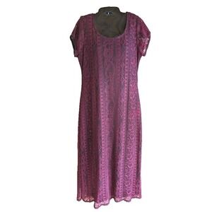 Vintage Dress 14 Lace Overlay Maxi Burgundy Dark Coquette Whimsigoth Fairy Flowy